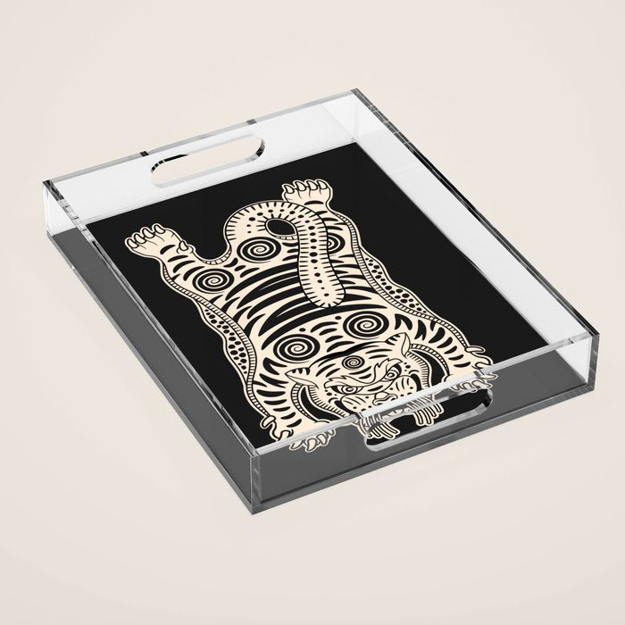 King Of The Jungle 04: Black & White Tiger Edition Acrylic Tray Gallery Image 1
