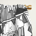 Black and White Modern Comic Book Superhero Pattern Color Colour Cartoon Lichtenstein Pop Art Window Curtain Gallery Image 2