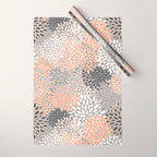 Flowers Abstract Print, Coral, Peach, Gray Wrapping Paper Gallery Image 1