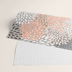 Flowers Abstract Print, Coral, Peach, Gray Wrapping Paper Gallery Image 2