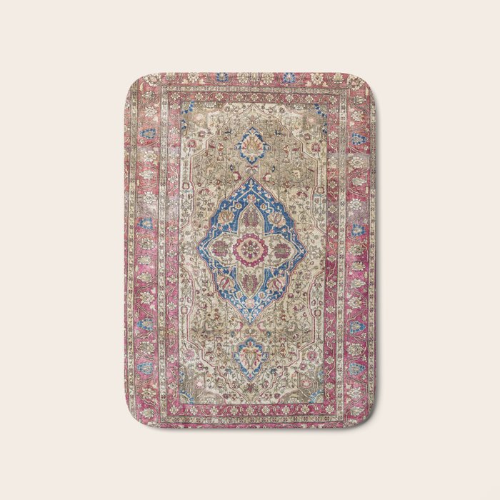 Antique Silk Kashan Persian Rug Print Bath Mat Gallery Image 1