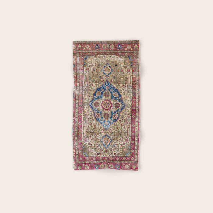 Antique Silk Kashan Persian Rug Print Bath Towel Gallery Image 1