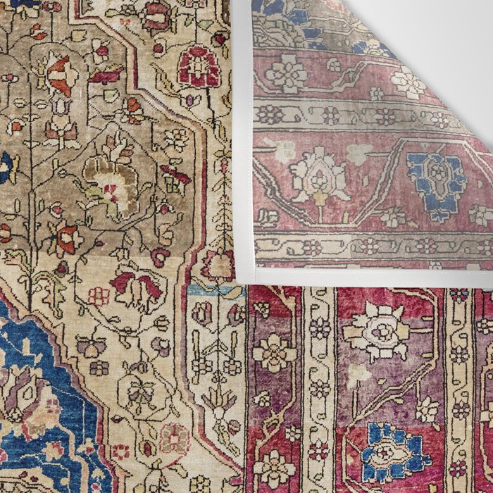 Antique Silk Kashan Persian Rug Print Wall Tapestry Gallery Image 3