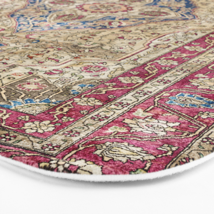 Antique Silk Kashan Persian Rug Print Bath Mat Gallery Image 3