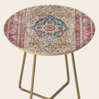 Antique Silk Kashan Persian Rug Print Side Table Gallery Image 2