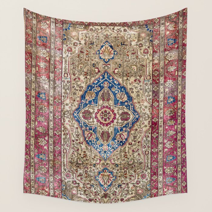 Antique Silk Kashan Persian Rug Print Wall Tapestry Gallery Image 4