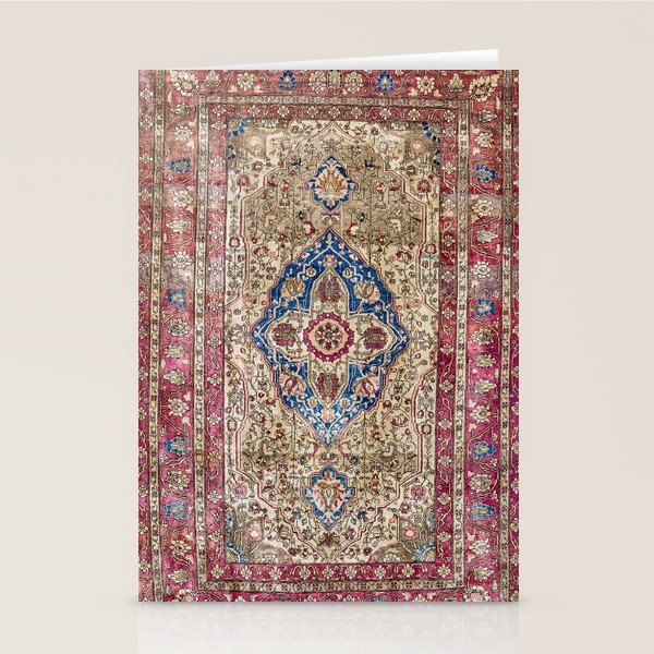 Antique Silk Kashan Persian Rug Print Stationery Card Gallery Image 1
