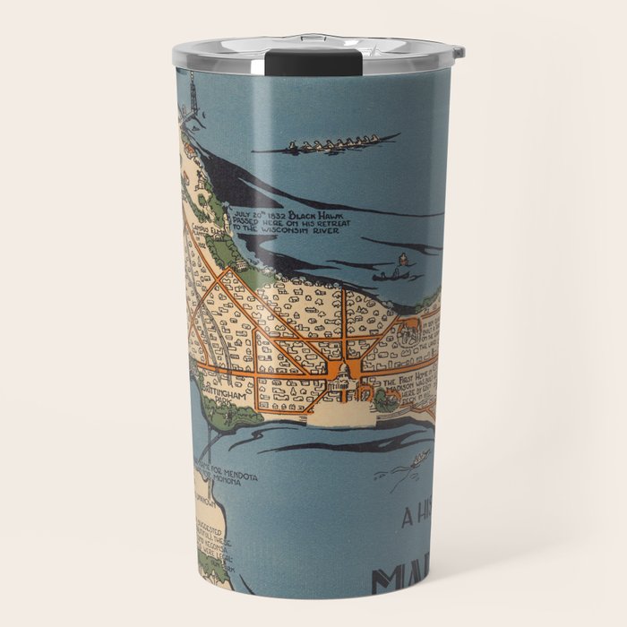 Vintage Map of Madison Wisconsin (1924) Travel Mug Gallery Image 1