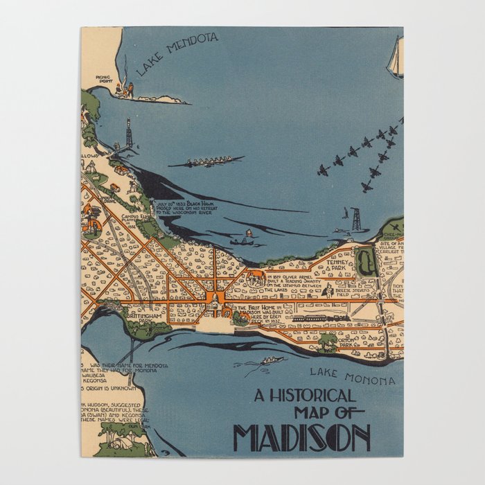 Vintage Map of Madison Wisconsin (1924) Poster Gallery Image 4