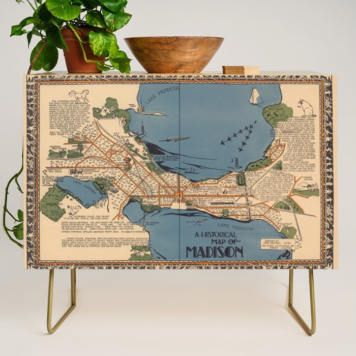 Vintage Map of Madison Wisconsin (1924) Credenza Gallery Image 1