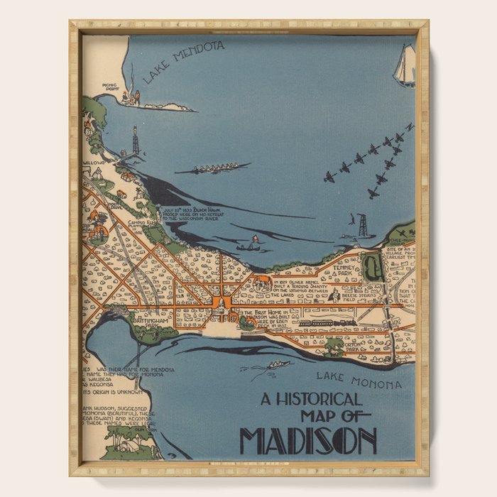 Vintage Map of Madison Wisconsin (1924) Serving Tray Gallery Image 1