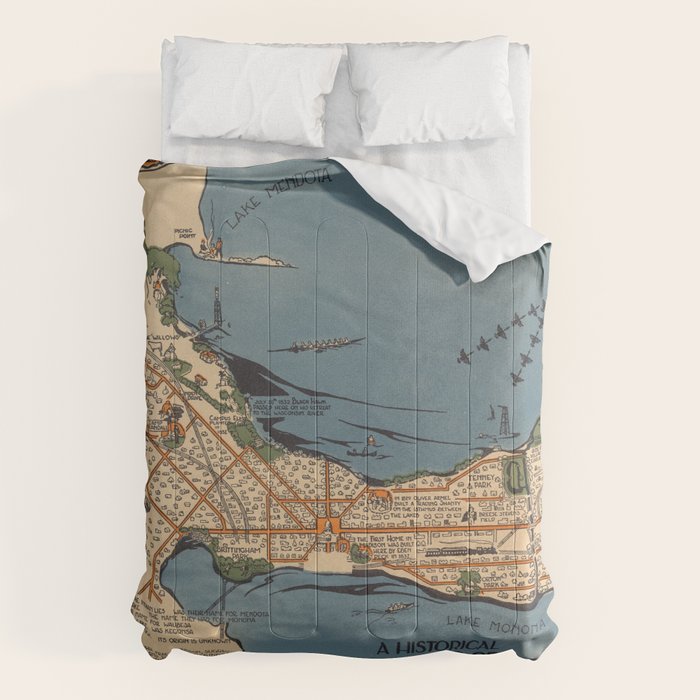 Vintage Map of Madison Wisconsin (1924) Comforter Gallery Image 6