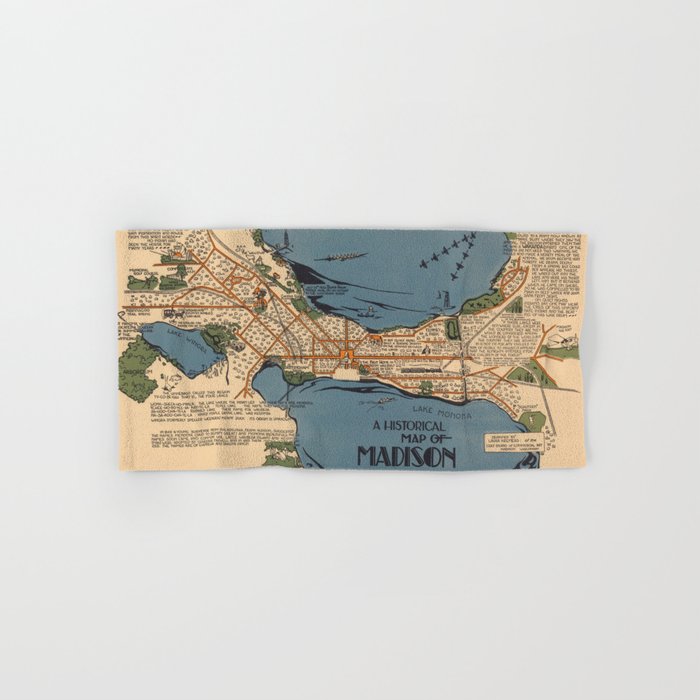 Vintage Map of Madison Wisconsin (1924) Bath Towel Gallery Image 1
