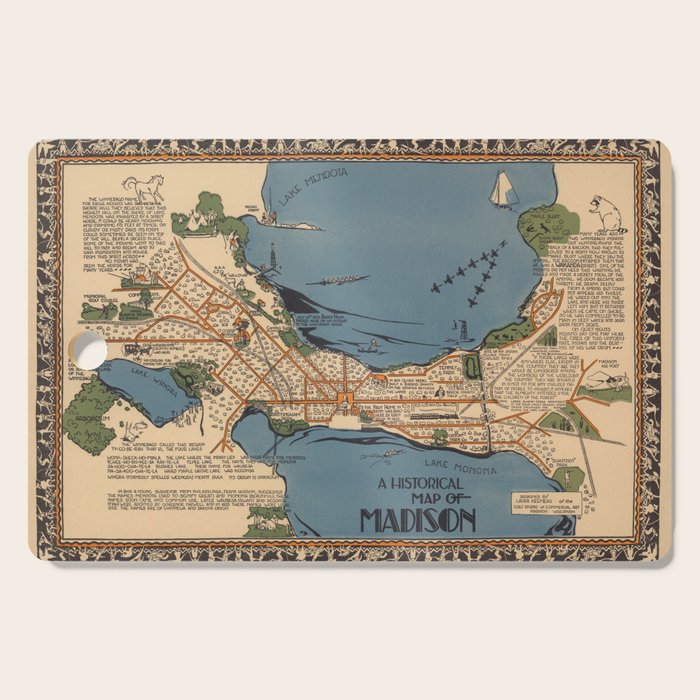 Vintage Map of Madison Wisconsin (1924) Cutting Board Gallery Image 1