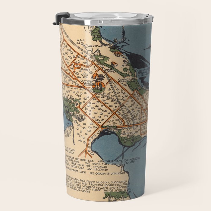 Vintage Map of Madison Wisconsin (1924) Travel Mug Gallery Image 3