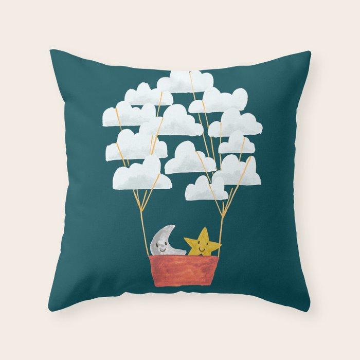 Hot cloud baloon - moon and star Throw Pillow Gallery Image 6