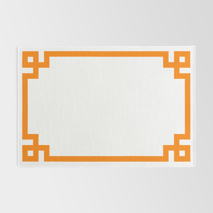 Orange Greek Key Square Border Rug Gallery Image 2