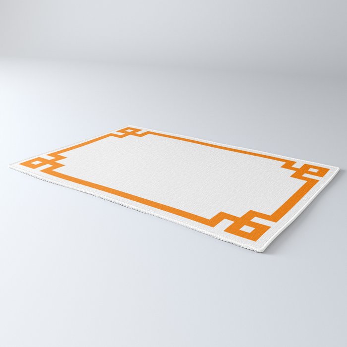 Orange Greek Key Square Border Rug Gallery Image 3