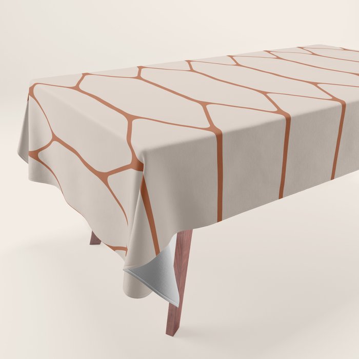 Long Honeycomb Minimalist Geometric Pattern in Putty and Rust Clay Terracotta Tablecloth Gallery Image 1