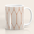 Long Honeycomb Minimalist Geometric Pattern in Putty and Rust Clay Terracotta Coffee Mug Gallery Image 1