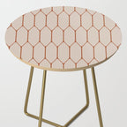 Long Honeycomb Minimalist Geometric Pattern in Putty and Rust Clay Terracotta Side Table Gallery Image 2
