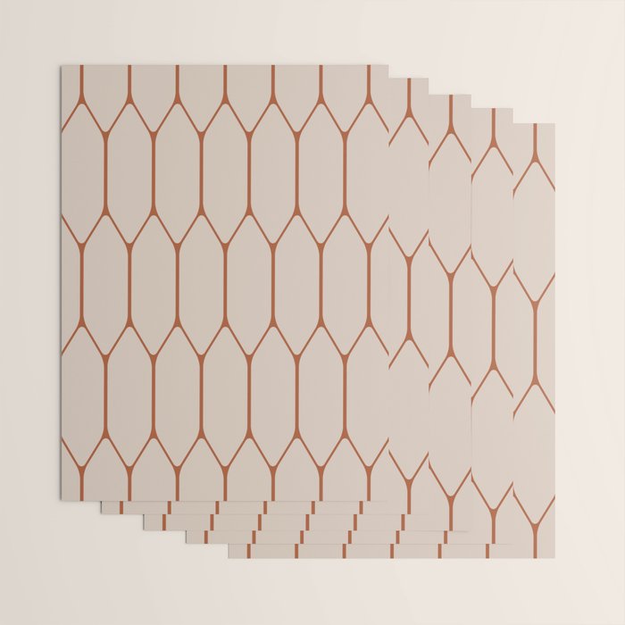 Long Honeycomb Minimalist Geometric Pattern in Putty and Rust Clay Terracotta Wrapping Paper Gallery Image 3