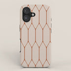Long Honeycomb Minimalist Geometric Pattern in Putty and Rust Clay Terracotta iPhone Case Gallery Image 1