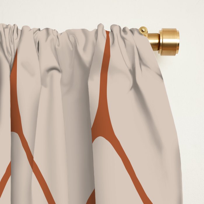 Long Honeycomb Minimalist Geometric Pattern in Putty and Rust Clay Terracotta Window Curtain Gallery Image 2