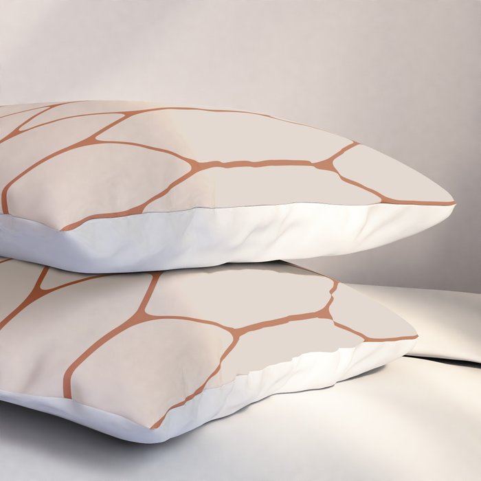 Long Honeycomb Minimalist Geometric Pattern in Putty and Rust Clay Terracotta Pillow Sham Gallery Image 3