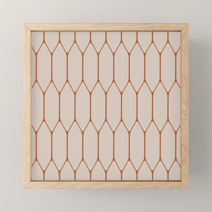 Long Honeycomb Minimalist Geometric Pattern in Putty and Rust Clay Terracotta Mini Art Print Gallery Image 1