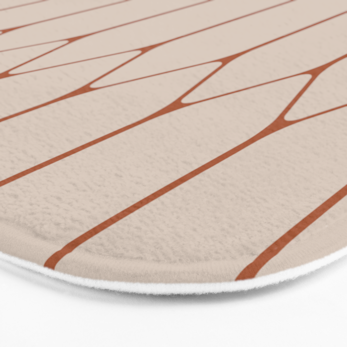 Long Honeycomb Minimalist Geometric Pattern in Putty and Rust Clay Terracotta Bath Mat Gallery Image 3