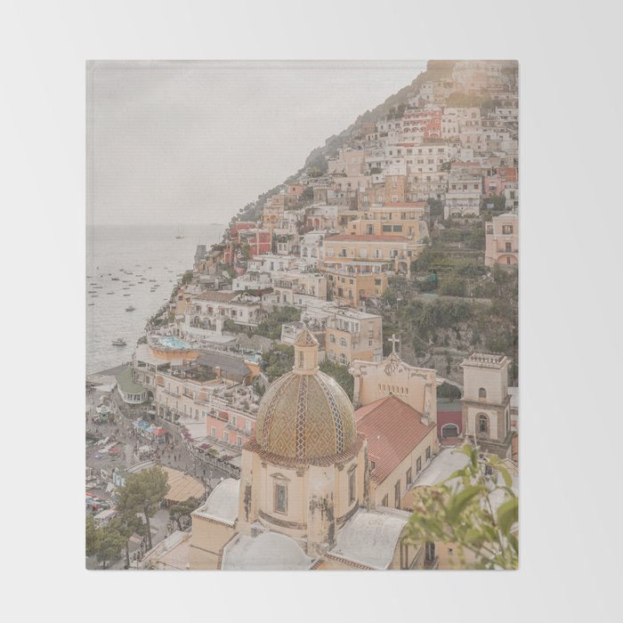 Positano Bliss Photo | Amalfi Coast Mountain Landscape In Pastel Color Art Print | Italy Travel Photography Throw Blanket Gallery Image 2