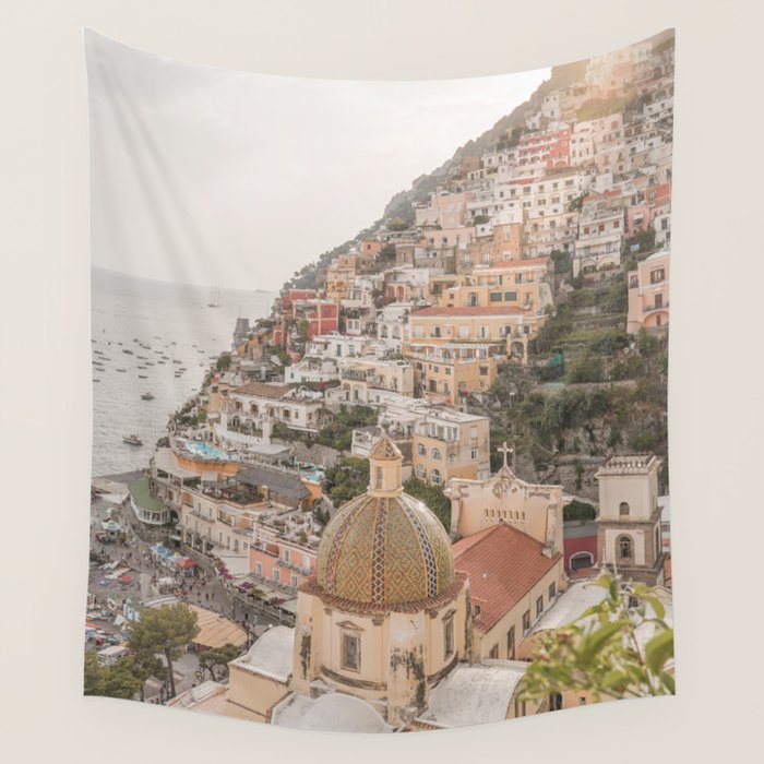 Positano Bliss Photo | Amalfi Coast Mountain Landscape In Pastel Color Art Print | Italy Travel Photography Wall Tapestry Gallery Image 4