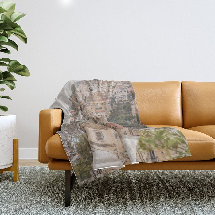 Positano Bliss Photo | Amalfi Coast Mountain Landscape In Pastel Color Art Print | Italy Travel Photography Throw Blanket Gallery Image 1