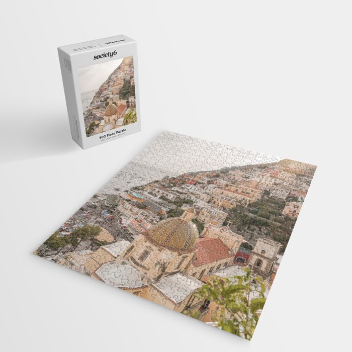 Positano Bliss Photo | Amalfi Coast Mountain Landscape In Pastel Color Art Print | Italy Travel Photography Jigsaw Puzzle Gallery Image 2