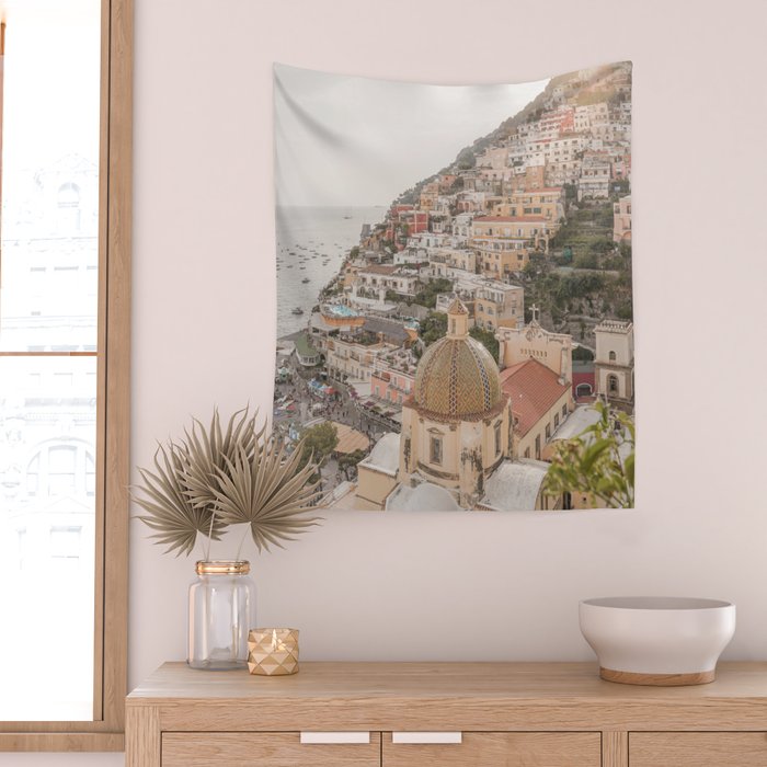 Positano Bliss Photo | Amalfi Coast Mountain Landscape In Pastel Color Art Print | Italy Travel Photography Wall Tapestry Gallery Image 2