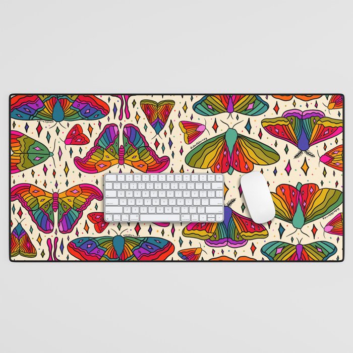 Rainbow Moth Print Desk Mat Gallery Image 1