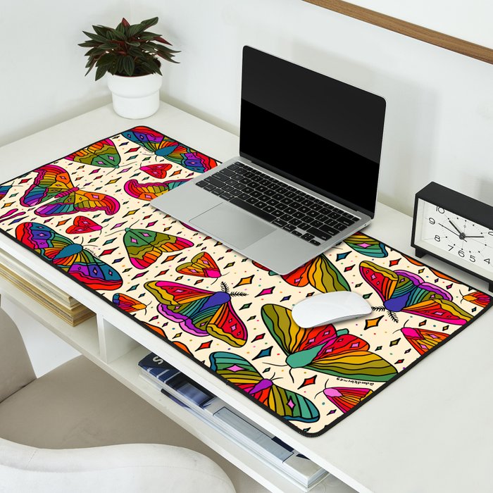 Rainbow Moth Print Desk Mat Gallery Image 2