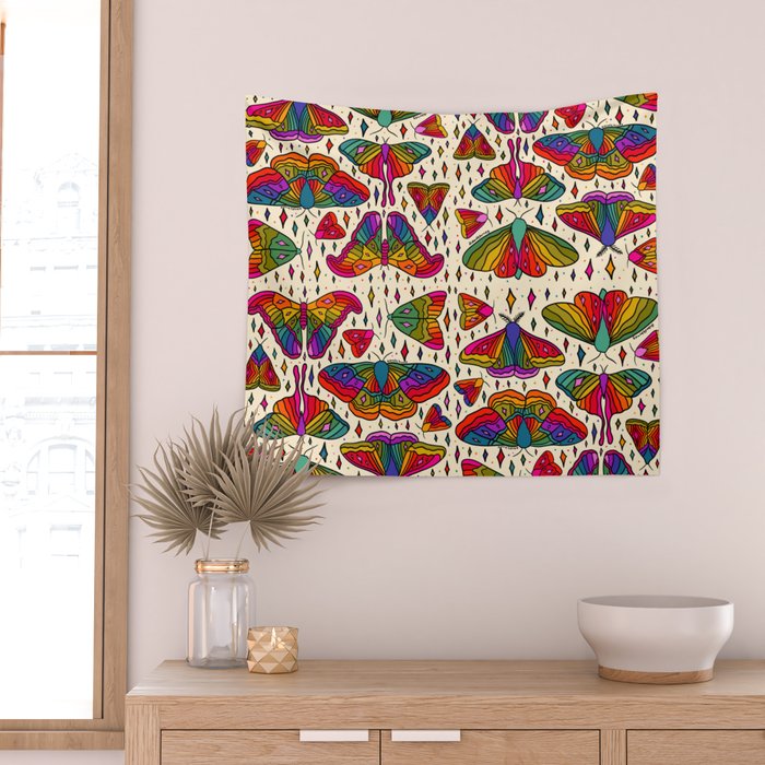 Rainbow Moth Print Wall Tapestry Gallery Image 2