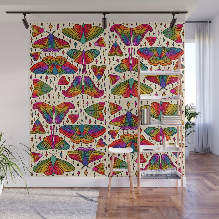 Rainbow Moth Print Wall Mural Gallery Image 1