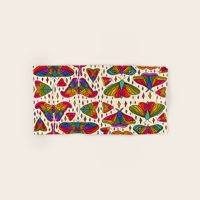 Rainbow Moth Print Bath Towel Gallery Image 1