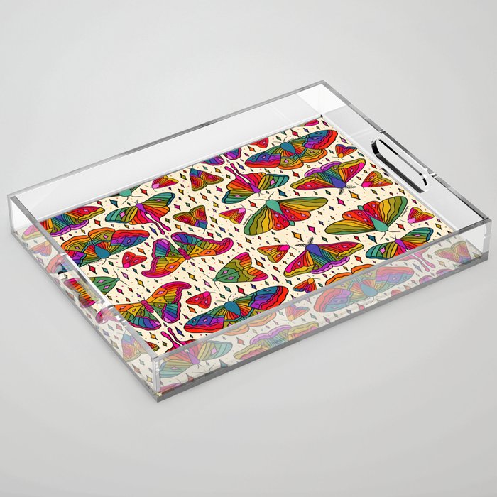 Rainbow Moth Print Acrylic Tray Gallery Image 1