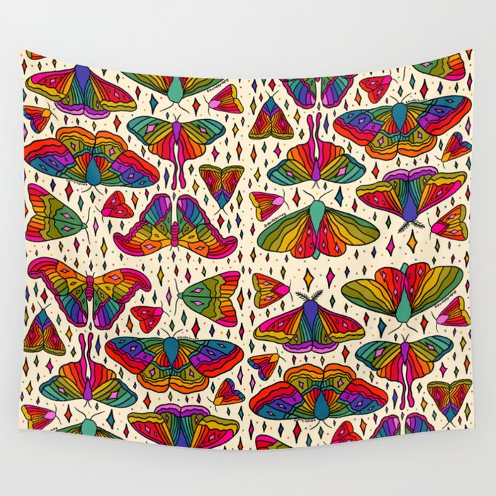 Rainbow Moth Print Wall Tapestry Gallery Image 4