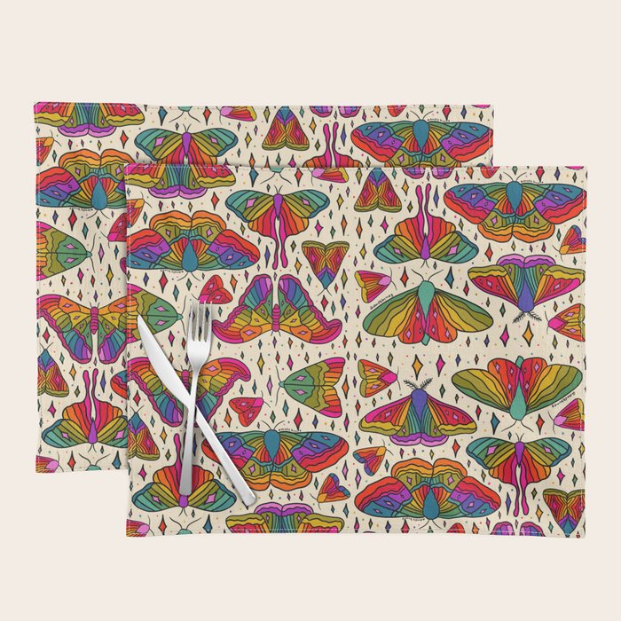 Rainbow Moth Print Placemat Gallery Image 1
