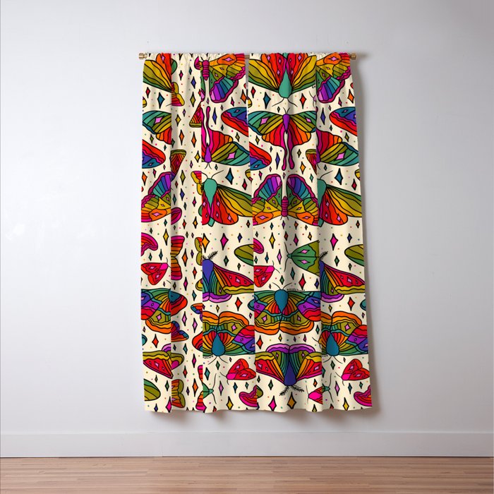 Rainbow Moth Print Window Curtain Gallery Image 3