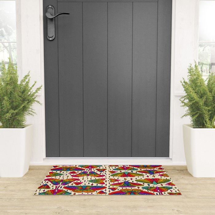 Rainbow Moth Print Welcome Mat Gallery Image 3
