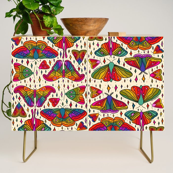 Rainbow Moth Print Credenza Gallery Image 1
