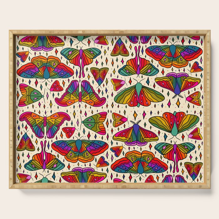 Rainbow Moth Print Serving Tray Gallery Image 1
