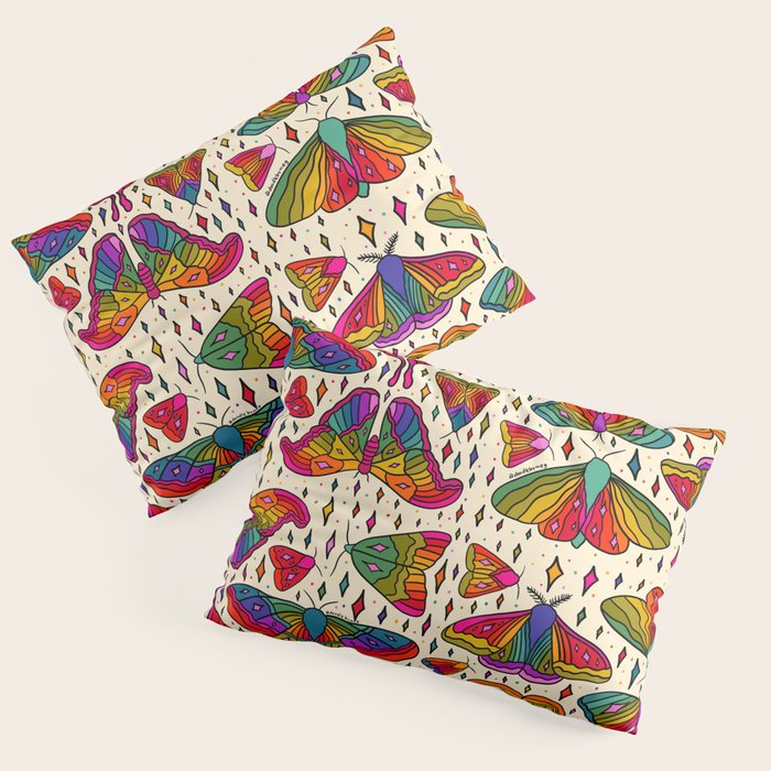 Rainbow Moth Print Pillow Sham Gallery Image 1