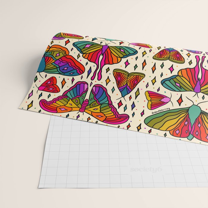 Rainbow Moth Print Wrapping Paper Gallery Image 2